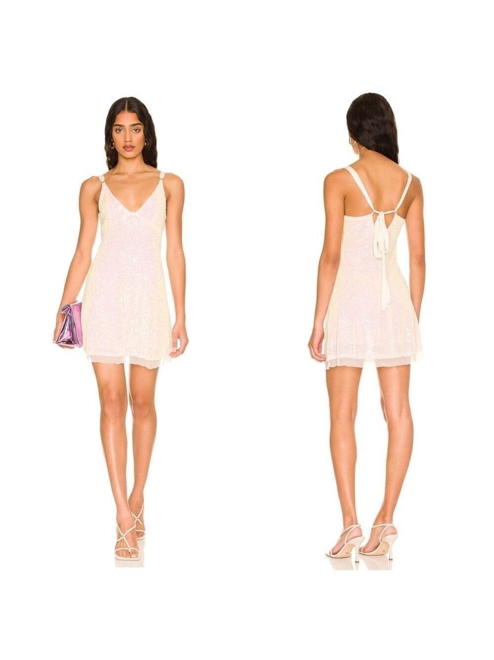 Free People Gold Rush Mini Dress in Icicle Pearl